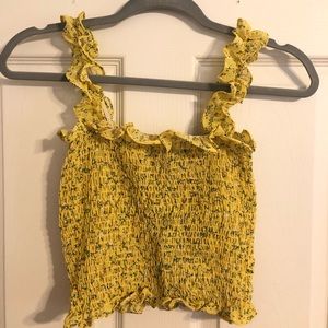 Yellow Floral Smocked Tank